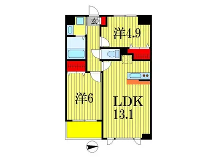 サンピタリア東船橋(2LDK/3階)の間取り写真