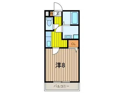 クロスロード(1K/2階)の間取り写真