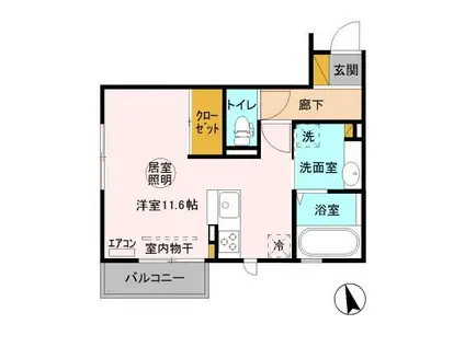 プランタン(ワンルーム/2階)の間取り写真