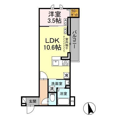 ASSET-COURT小金井本町B(1LDK/3階)の間取り写真