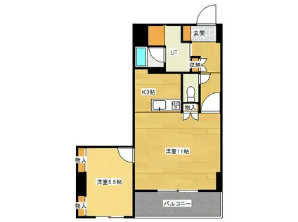 CENTER CITY5(1LDK/3階)の間取り写真