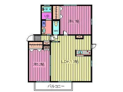 クレストコートII(2LDK/2階)の間取り写真