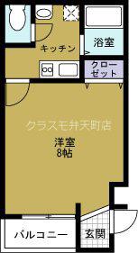 アバンス南市岡(1K/1階)の間取り写真