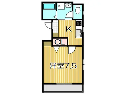 ソラティーオ(1K/2階)の間取り写真