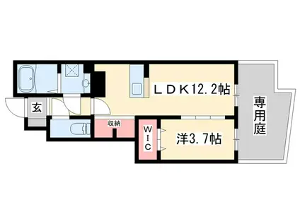 アルレーヌ恵比寿(1LDK/1階)の間取り写真