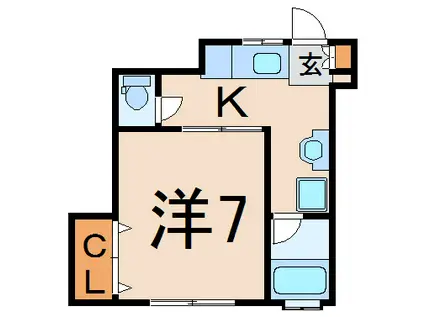 コンフォートF(1K/2階)の間取り写真