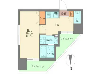 林ビル(1K/9階)の間取り写真