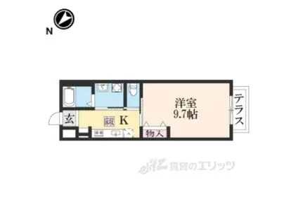 K・ソルジェンテⅡ(1K/1階)の間取り写真