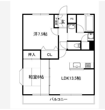 メゾンサンテラスB(2LDK/2階)の間取り写真