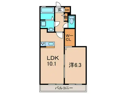 FOUGERES中山寺(1LDK/1階)の間取り写真