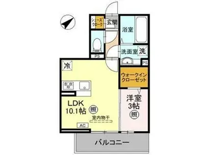 LA MAISON 本町(1LDK/2階)の間取り写真