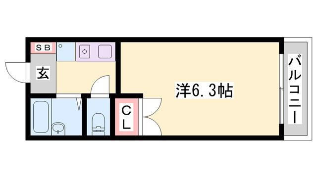 グランサレ(1K/1階)の間取り写真