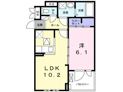 ヴァンヴェール宮町(1LDK/1階)の間取り写真