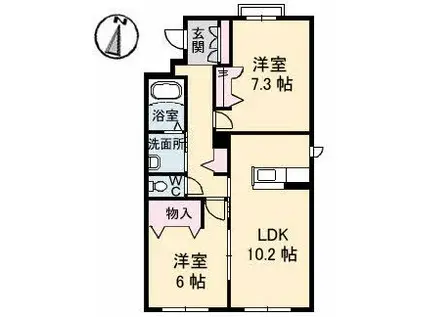 グランマスト新品治(2LDK/1階)の間取り写真