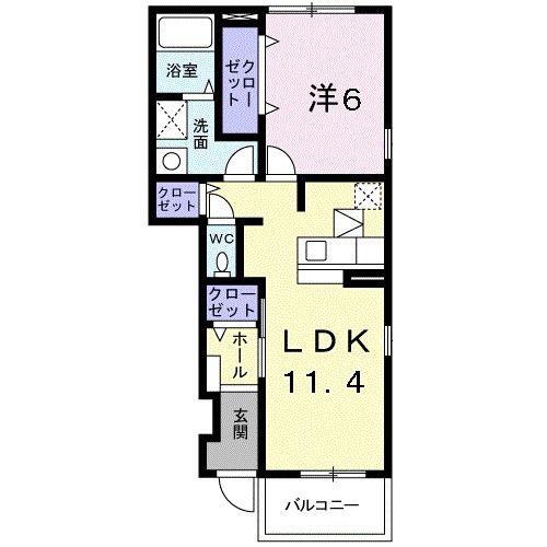 サンフラワー(1LDK/1階)の間取り写真