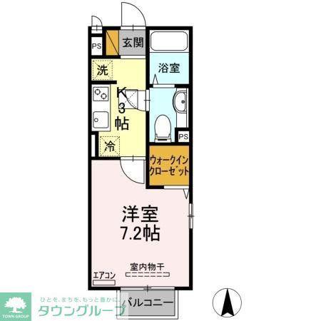 ルミエールII(1K/1階)の間取り写真