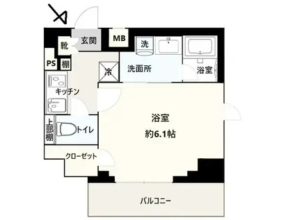 ルフレ イムーブル立川(1K/6階)の間取り写真