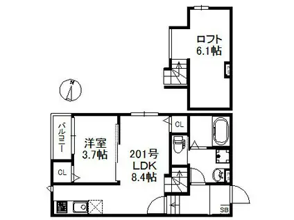 ESTRELLA佐賀東 687(1LDK/2階)の間取り写真