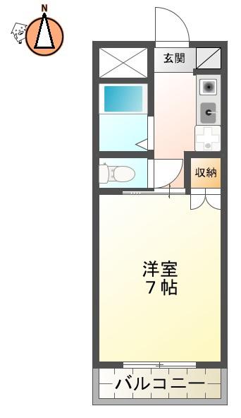 佐古一番町ハイツA館(1K/4階)の間取り写真