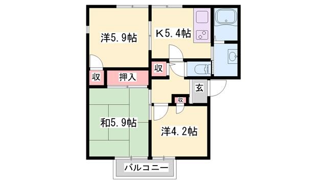 ハイツミラクル(3K/1階)の間取り写真