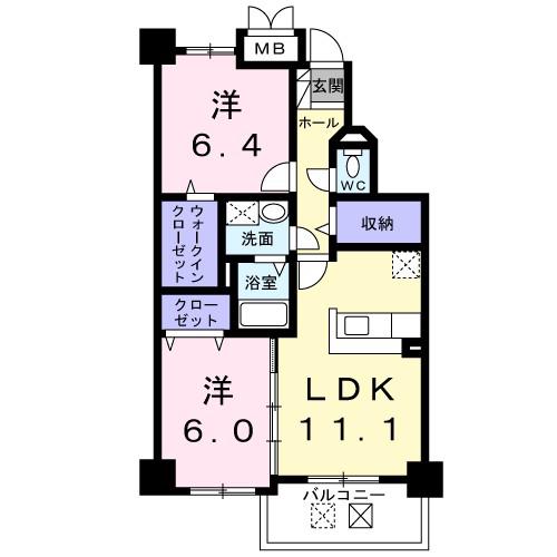 カイラス・ドルフ(2LDK/3階)の間取り写真