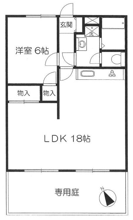 ウィンズ壱番館(1LDK/1階)の間取り写真