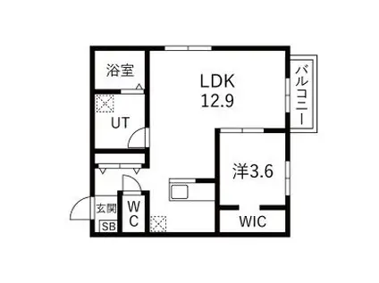 ユニオーネ豊田本町(1LDK/1階)の間取り写真