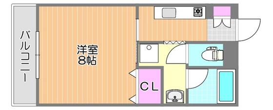 はなはうす門田二番館(1K/2階)の間取り写真