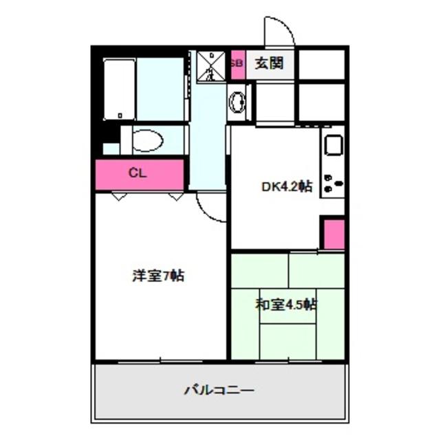 サンリスタ守口(2DK/4階)の間取り写真