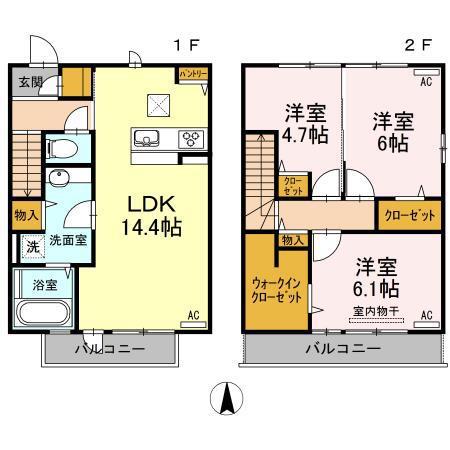 ドゥパレ生石(3LDK/1階)の間取り写真