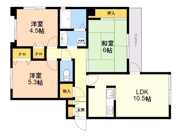モントーレ大濠(3LDK/2階)の間取り写真