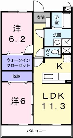 リバーサイドブライト(2LDK/1階)の間取り写真