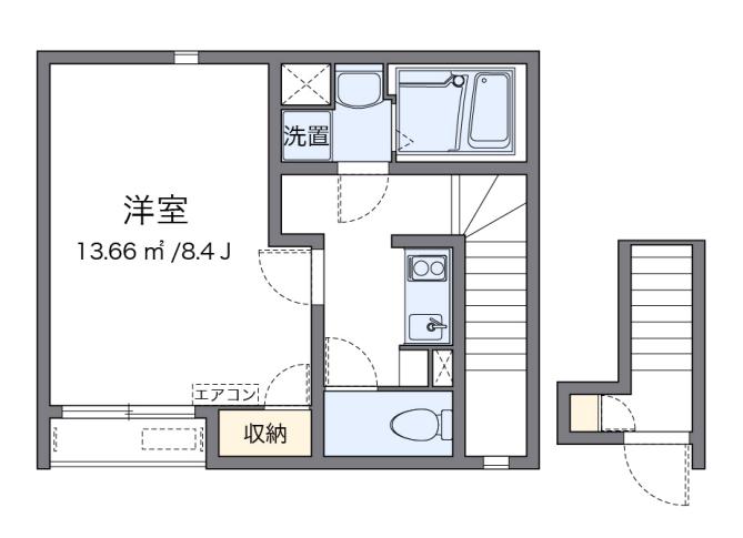 まほろば21(1K/2階)の間取り写真