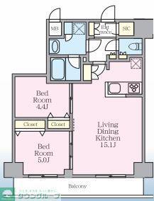 S-RESIDENCE板橋大山CLAIR(2LDK/7階)の間取り写真