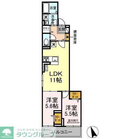 セレスティア東葛西III(2LDK/2階)の間取り写真