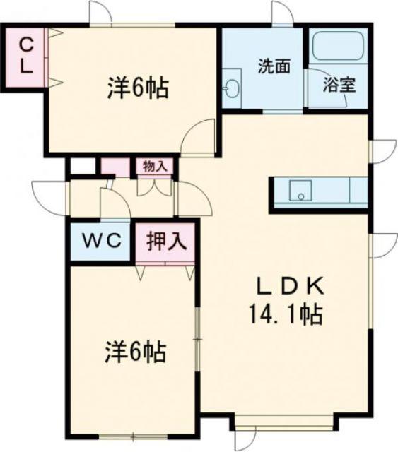 ヴェールメゾンB(2LDK/2階)の間取り写真