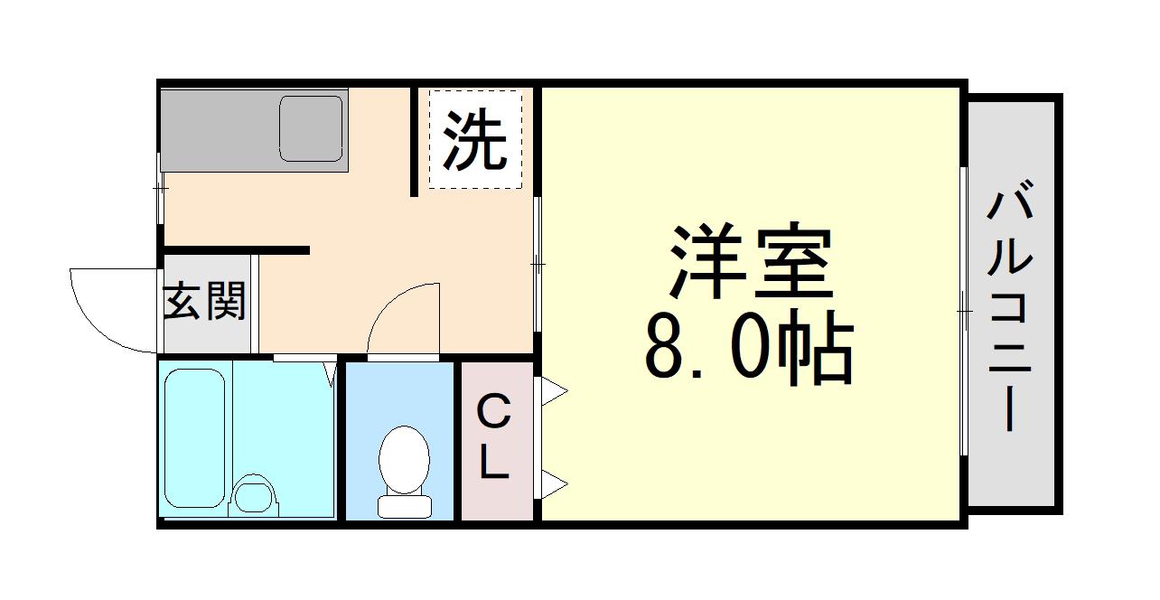 フォレストコート(1K/2階)の間取り写真