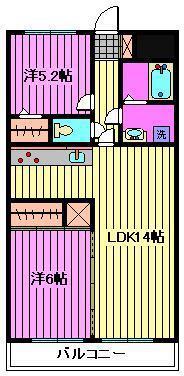 ジョイフル天沼(2LDK/2階)の間取り写真