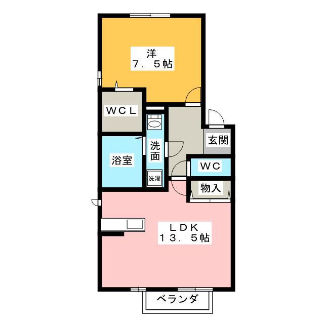 リビングタウン下奈良 C(1LDK/1階)の間取り写真