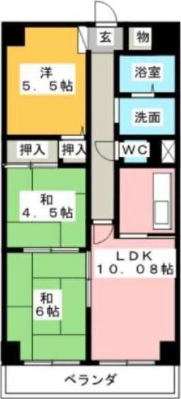 ヒルトップ藤ヶ丘(3LDK/4階)の間取り写真