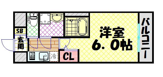 レオンコンフォート難波西III(1K/4階)の間取り写真