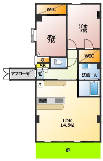 ハイヤーム桜台(2LDK/1階)の間取り写真