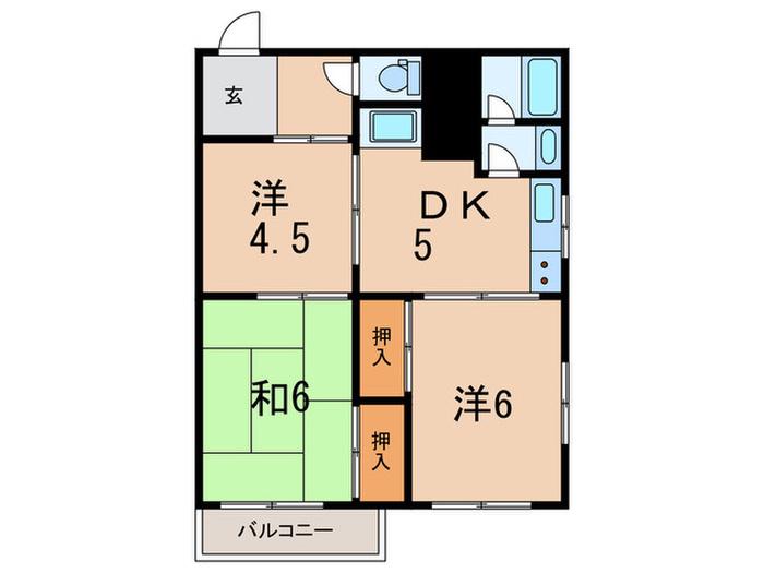 ヒロキマンション(3DK/2階)の間取り写真