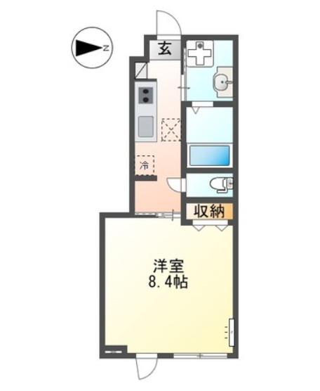 翠月荘 つむぎ(1K/1階)の間取り写真