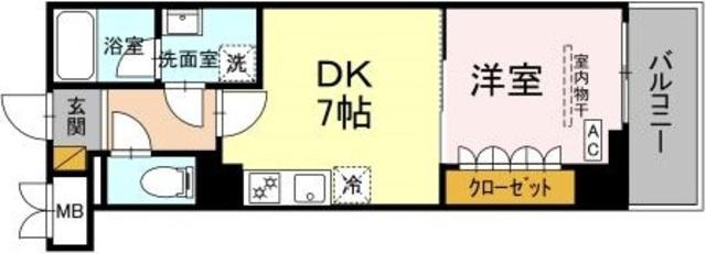 GRAND VILLAGE(1DK/3階)の間取り写真