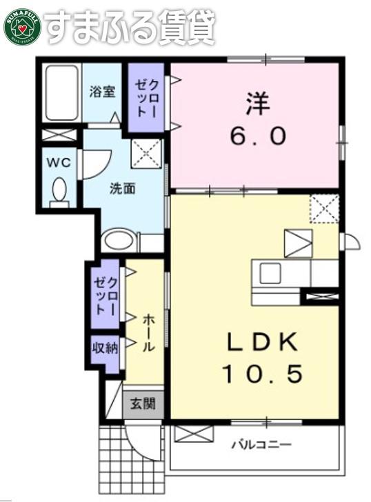ミュゼII(1LDK/1階)の間取り写真