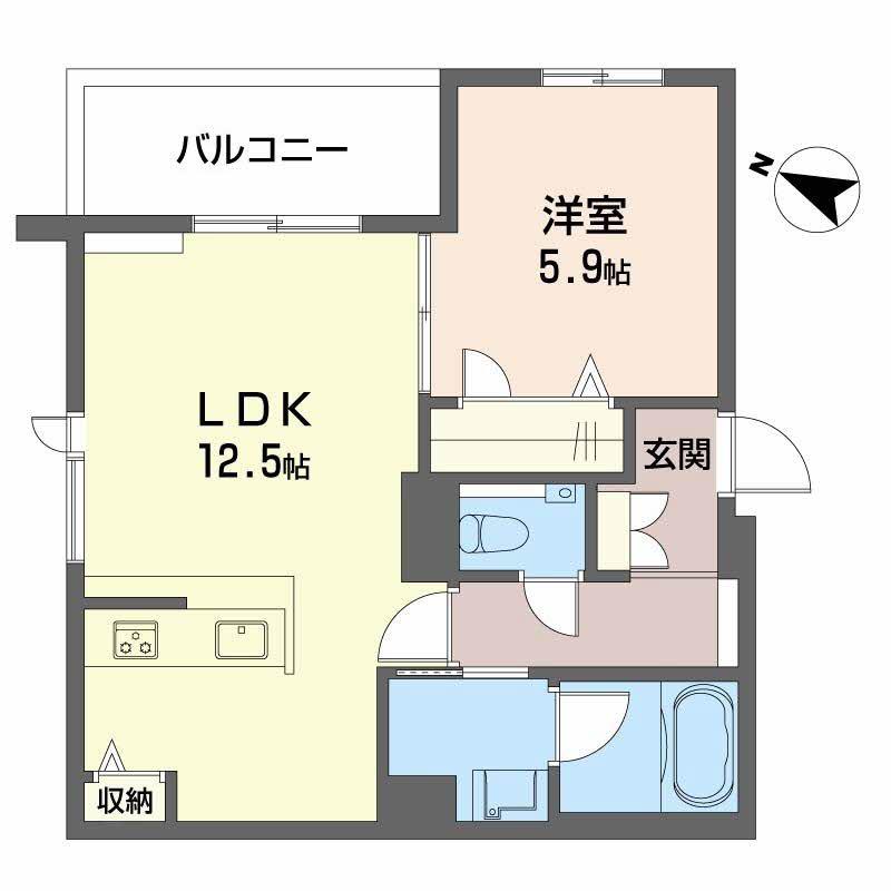 フォレナ神戸住吉(1LDK/2階)の間取り写真