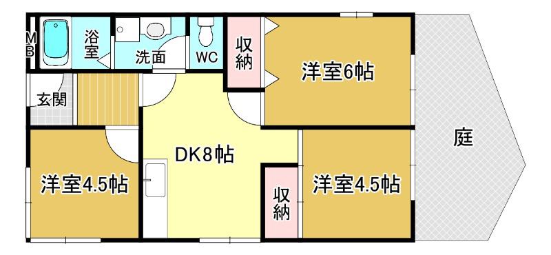 ロイヤルクィーンズパーク箕面(3LDK/1階)の間取り写真