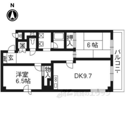 シェ・レ・クレール(2LDK/5階)の間取り写真