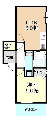 ノースラインI番館(1LDK/3階)の間取り写真